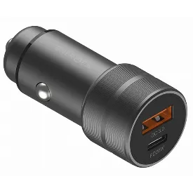 Автомобильное зарядное устройство EnergEa AluDrive PD20+, USB-C + USB-A, 38 Вт, Gunmetal, металлический
